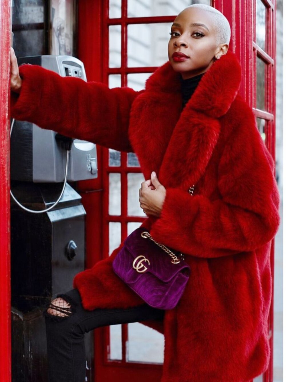 💖💥SHOWSTOPPER!💖💥 Luxurious Heavy Faux Fox Fur Coat in Red